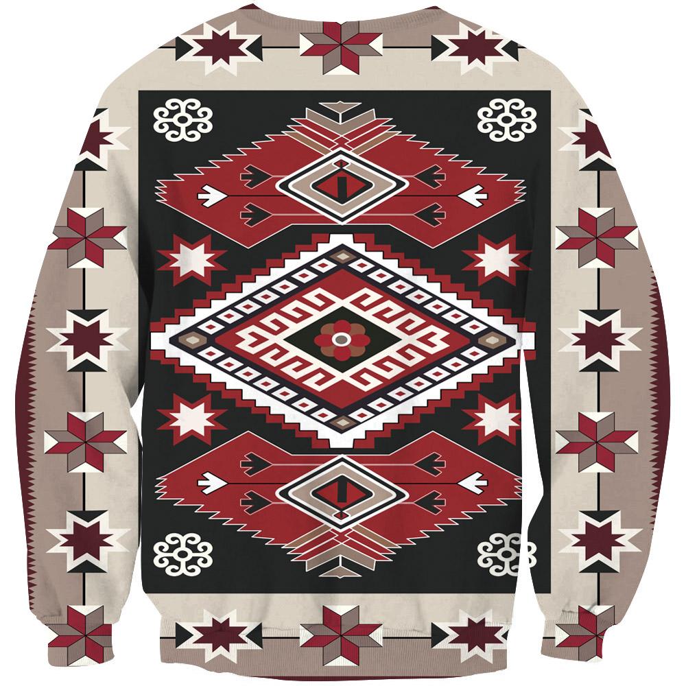 Ethnic Tribal Red Brown Pattern Native American 3D Sweatshirt LT10 - Wonder Print Shop