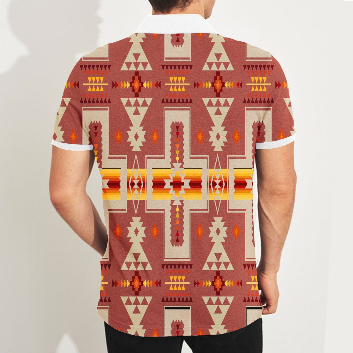 Tan Tribe Design Native American Polo T Shirt 3D LT10 - Wonder Print Shop