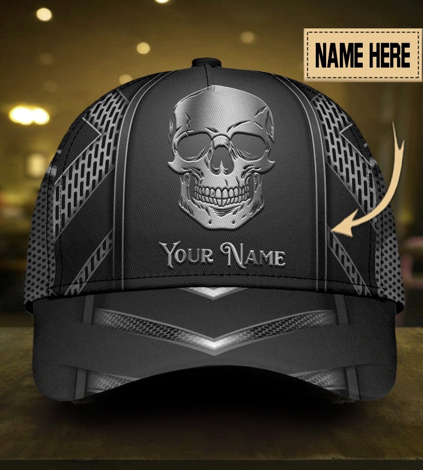 black-and-white-cool-skull-personalized-classic-cap