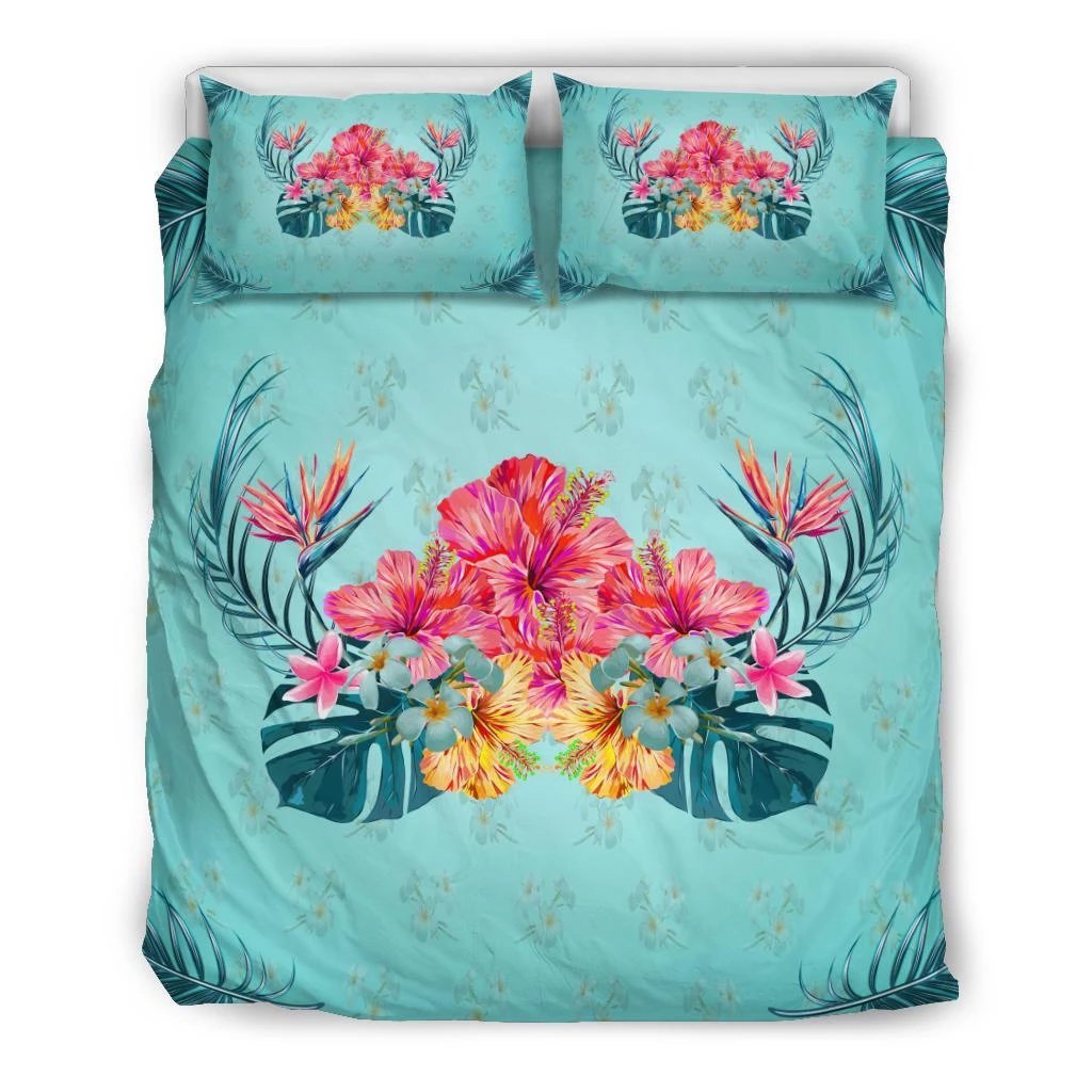 Hawaiian Tropical Strelitzia Hibiscus Plumeria Centre Bedding Set - Wonder Print Shop