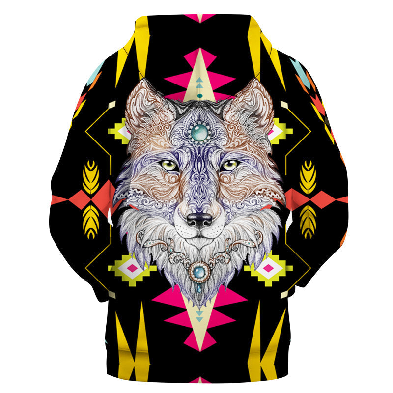 Native American Wolf Full Color Pattern 3D Hoodie LT10 - Wonder Print Shop