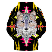 Native American Wolf Full Color Pattern 3D Hoodie LT10 - Wonder Print Shop