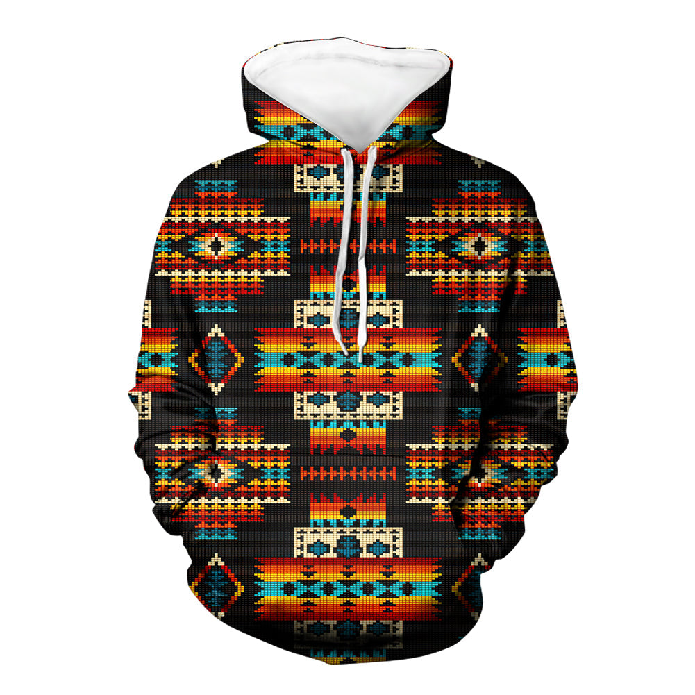 Black Pattern Native American 3D Hoodie LT10 - Wonder Print Shop