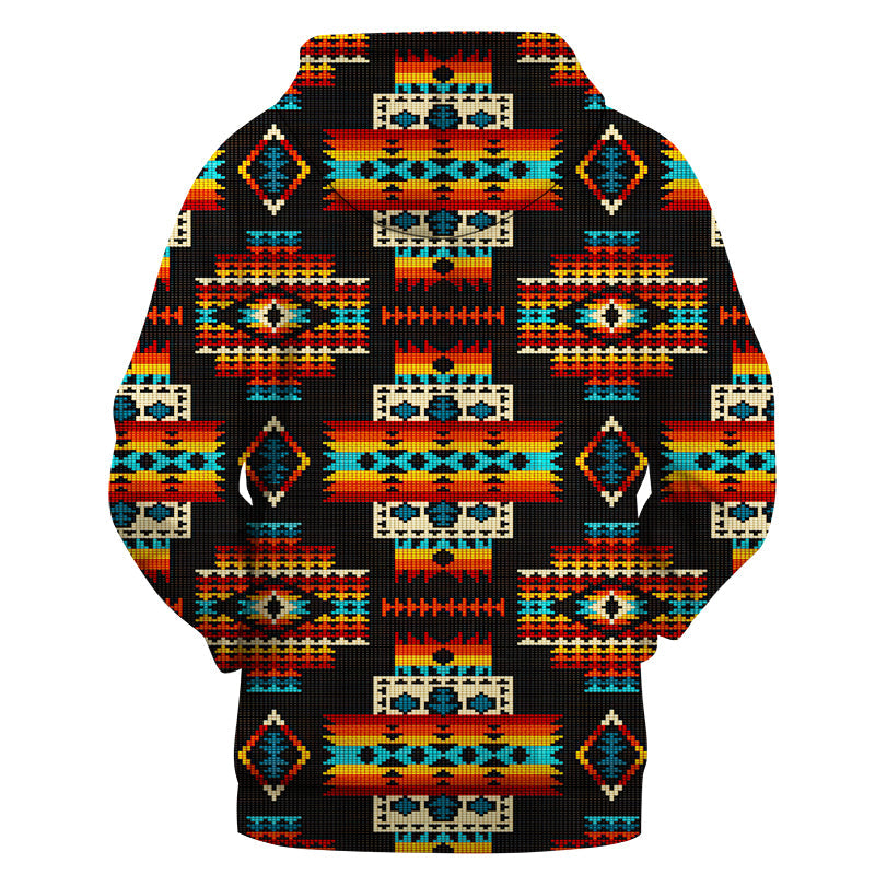 Black Pattern Native American 3D Hoodie LT10 - Wonder Print Shop