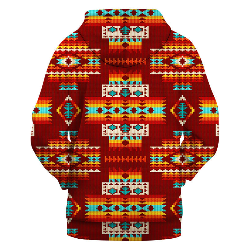 Red Pattern Native American 3D Hoodie LT10 - Wonder Print Shop