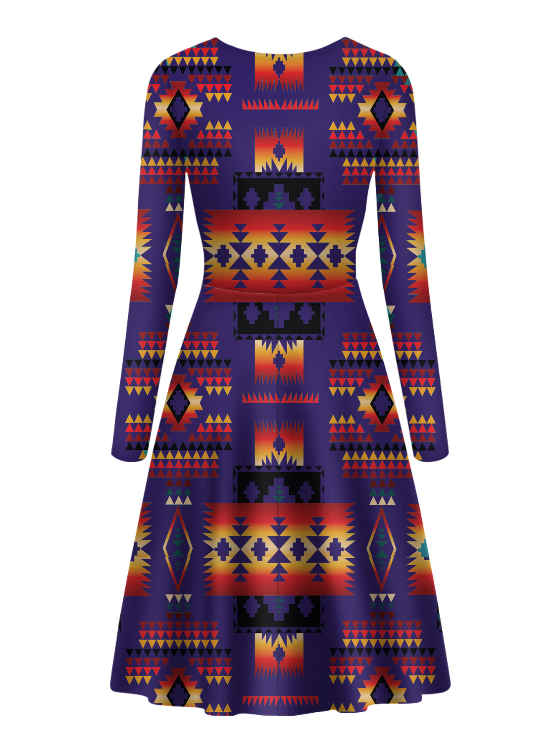 dark-purple-pattern-native-american-long-sleeve-dress