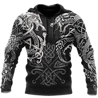 Viking Clothing Viking Wolf and Dragon Hoodie RLT12 - Wonder Print Shop