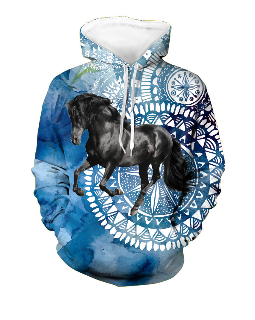 Native American Black Horse 3D Hoodie LT10 - Wonder Print Shop