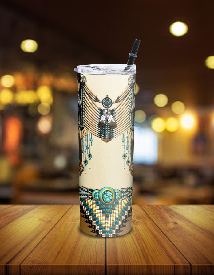 Brown Pattern Breastplate Native American Skinny Tumbler LT10 - Wonder Print Shop