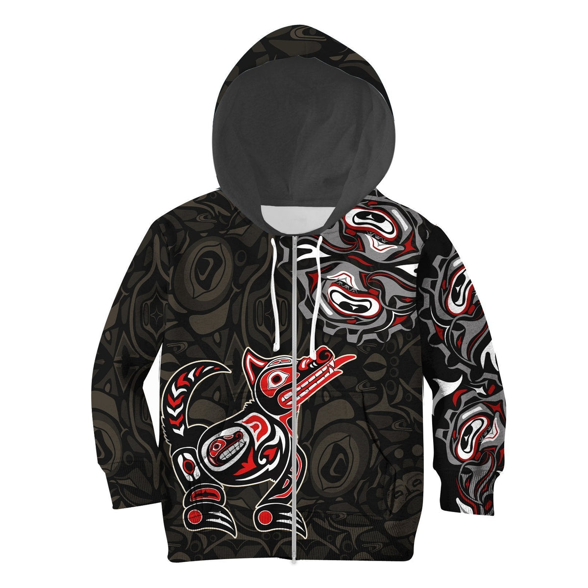 Canada Haida Wolf Hoodie Kid - Wonder Print Shop