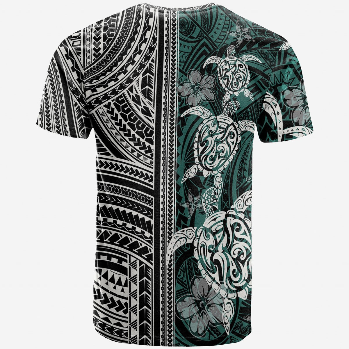 Polynesian T Shirt Turtle With Ethnic Motives and Floral Elements LT20 - Wonder Print Shop