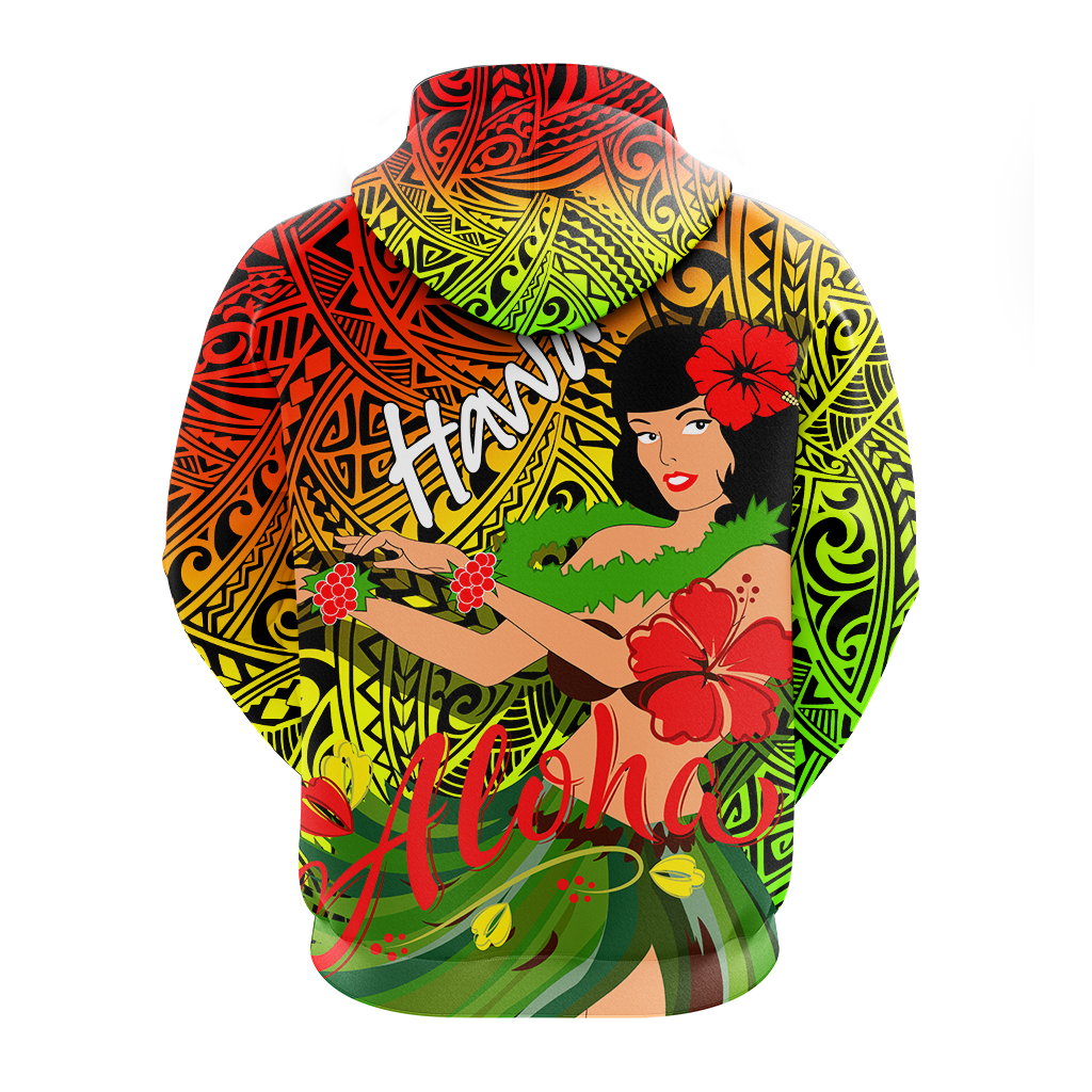 Hawaii Hula Girl Reggae Hoodie LT2 - Wonder Print Shop