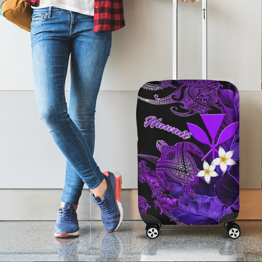 Hawaii Turtle With Plumeria Leaf Purple Luggage Covers LT12 - Wonder Print Shop