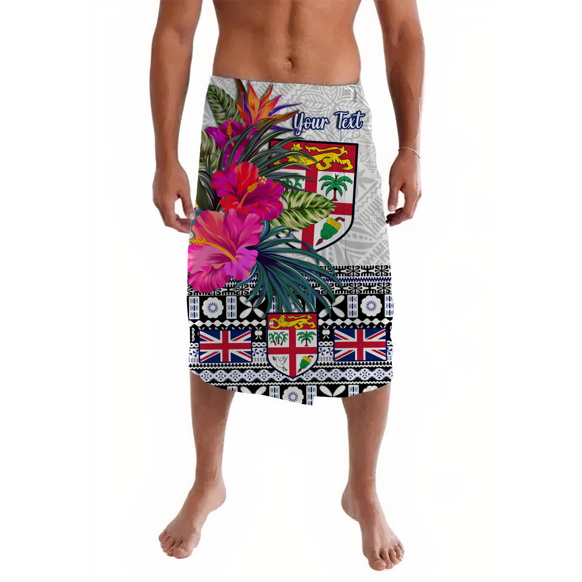 Custom Personalised Fiji Lavalava White Polynesian Tropical Flowers LT13 - Wonder Print Shop