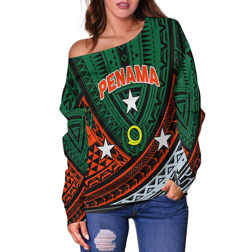 Custom Personalised Vanuatu Penama Province Tribal Pattern Women Off Shoulder Sweater LT12 - Wonder Print Shop