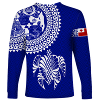 Tonga Long Sleeve Shirt Tongan Blue Turtle LT12 - Wonder Print Shop