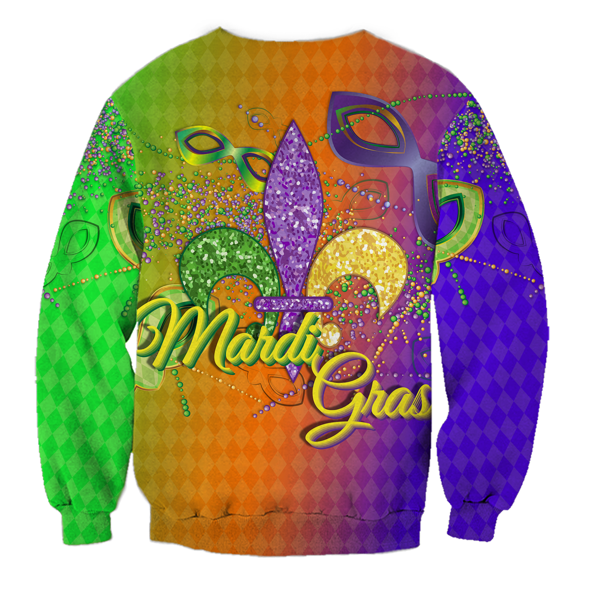 Mardi Gras Mask With Beads Sweatshirt - LT12 - Wonder Print Shop