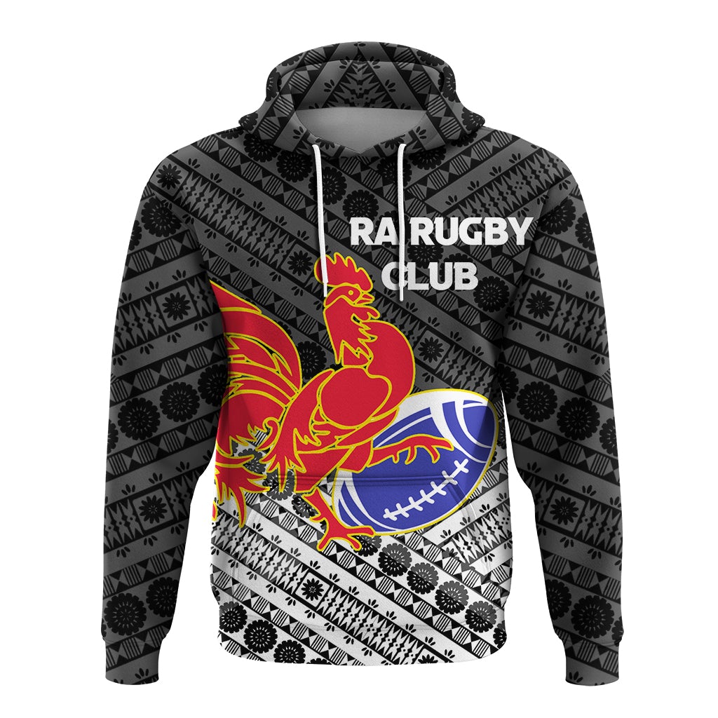 Custom Ra Rugby Club Union Fiji Hoodie Tapa Pattern Black LT12 - Wonder Print Shop