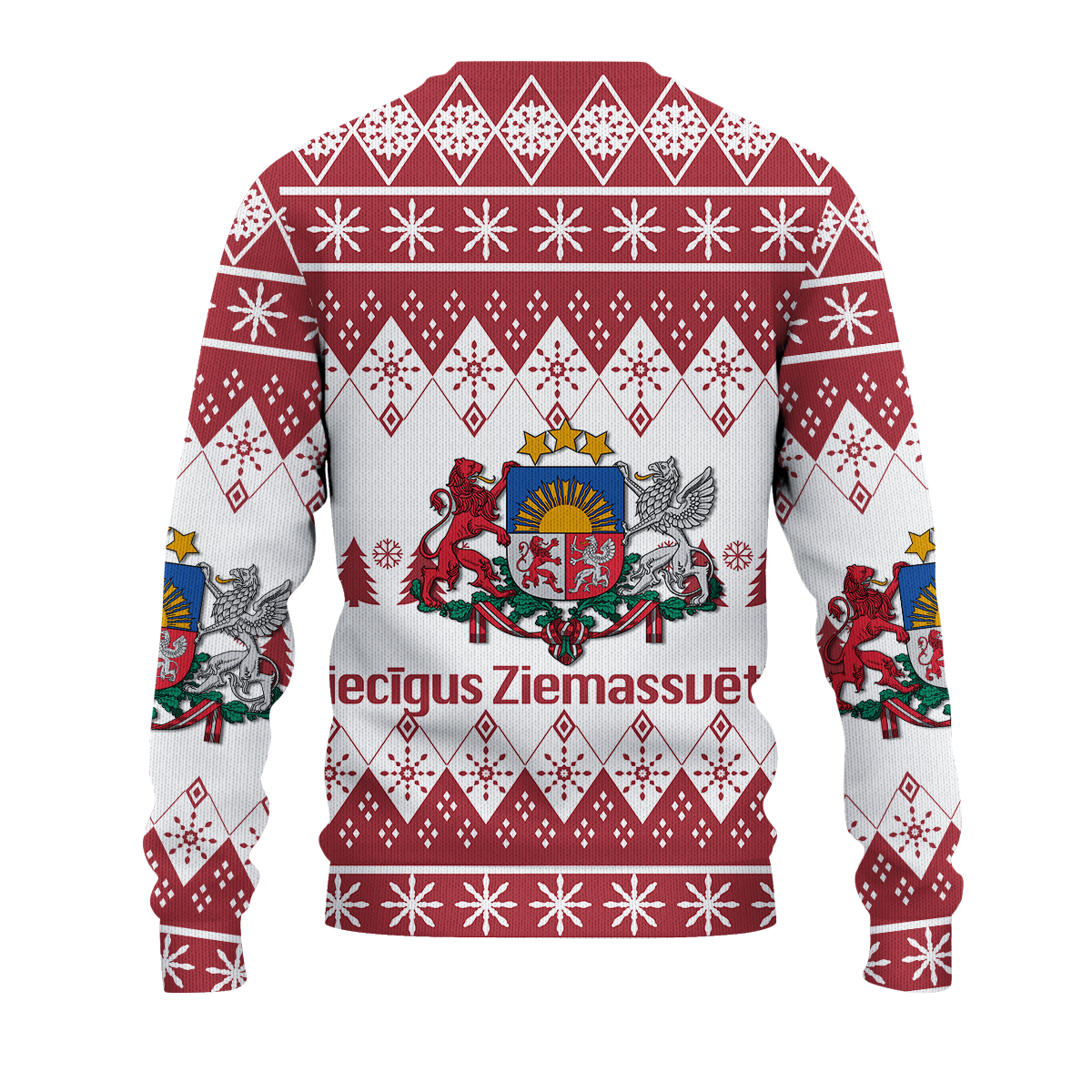 Latvia Christmas Priecigus Ziemassvetkus Ugly Pattern Sweatshirt - LT12 - Wonder Print Shop