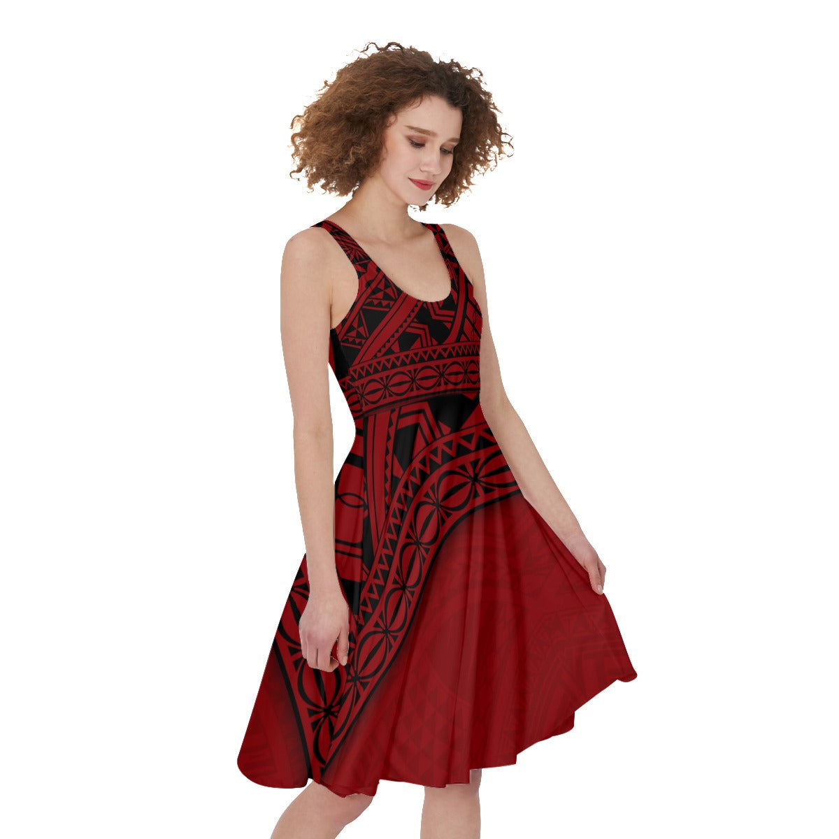 polynesian-red-midi-dress