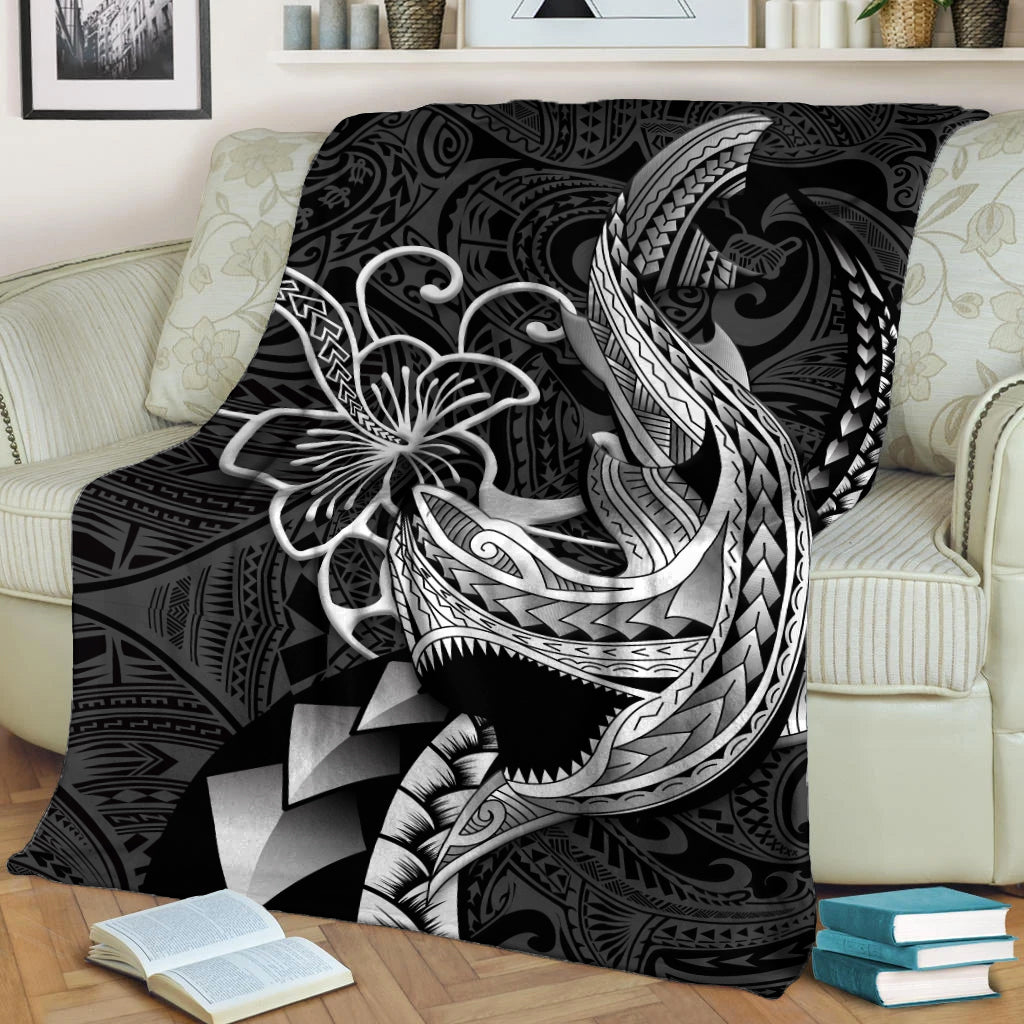 polynesian-shark-tattoo-hawaii-tribal-blanket