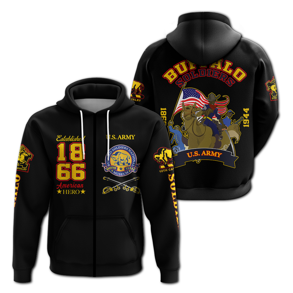 Big Boy Buffalo Soldiers Hoodie Black LT12 - Wonder Print Shop