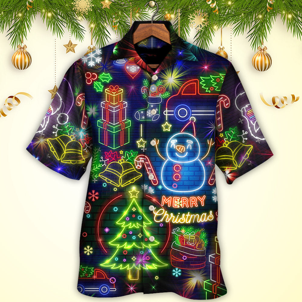 Christmas Bright Neon Lighting Hawaiian Shirt - Wonder Print Shop