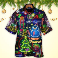 Christmas Bright Neon Lighting Hawaiian Shirt - Wonder Print Shop