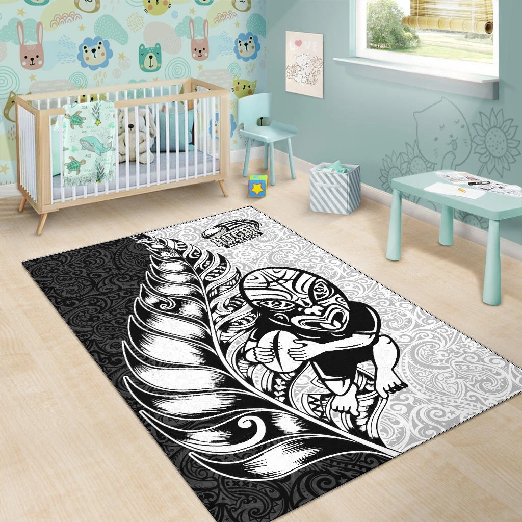 New Zealand Maori All Black Rugby Area Rug LT2 - Wonder Print Shop