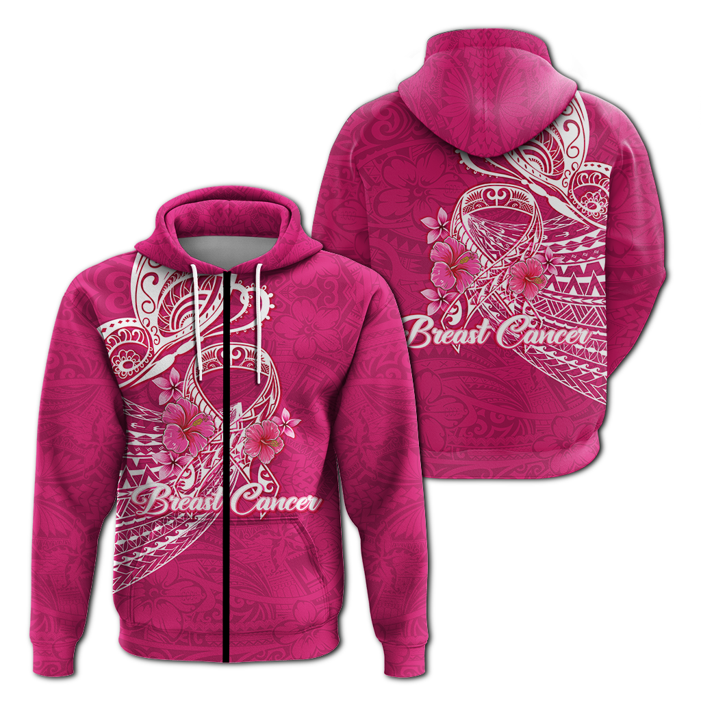 Breast Cancer Pink Ribbon Butterfly Polynesian Pink Version Hoodie LT12 - Wonder Print Shop