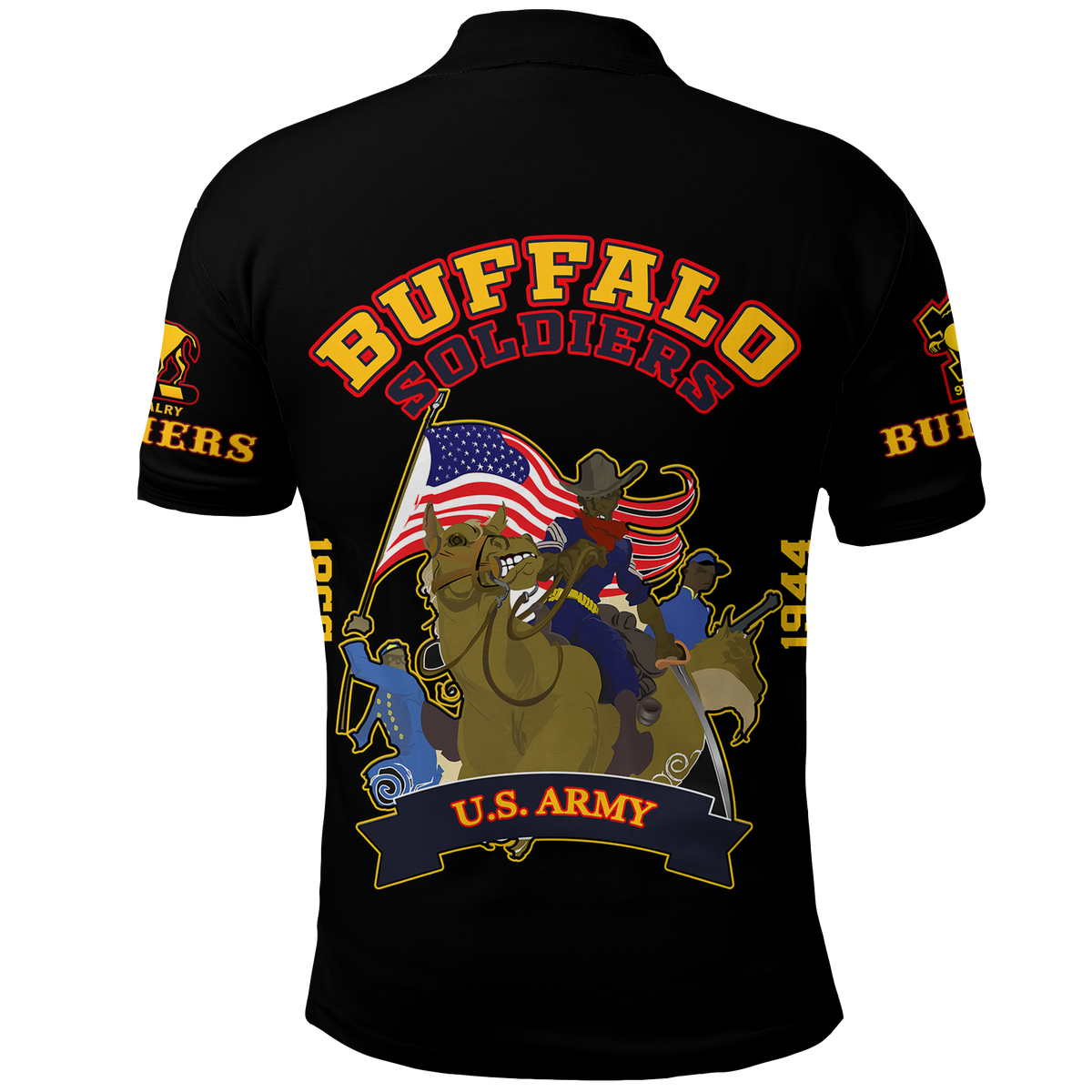 Big Boy Buffalo Soldiers Polo Shirt Black LT12 - Wonder Print Shop