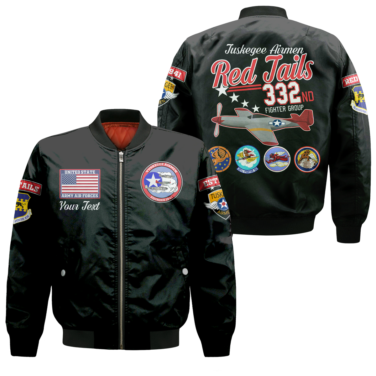 Custom Tuskegee Airmen The Red Tails Pride Bomber Jacket LT12 - Wonder Print Shop
