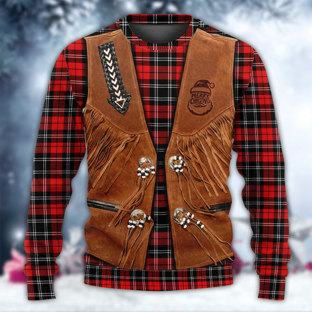 Santa Cowboy Christmas Vintage Style Ugly Christmas Sweater - Wonder Print Shop