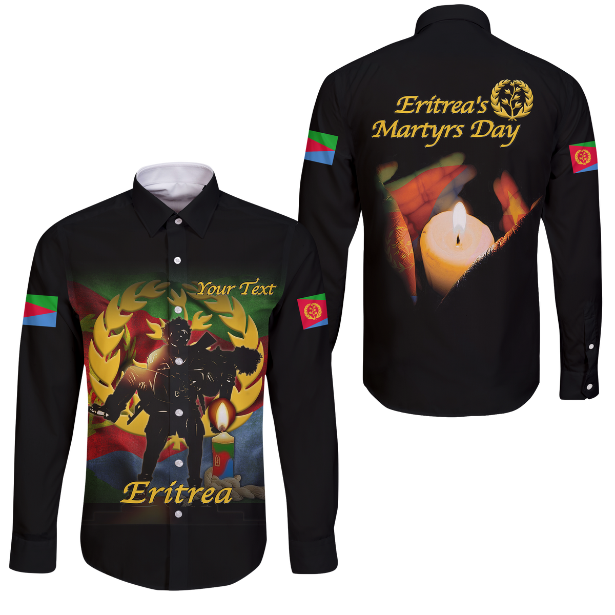 Custom Eritrea Martyrs Day Candle Vigil Long Sleeve Button Shirt LT12 - Wonder Print Shop