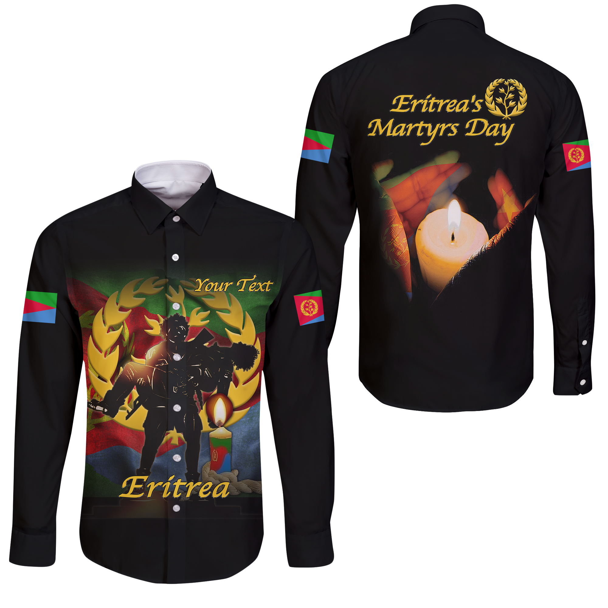 Custom Eritrea Martyrs Day Candle Vigil Long Sleeve Button Shirt LT12 - Wonder Print Shop
