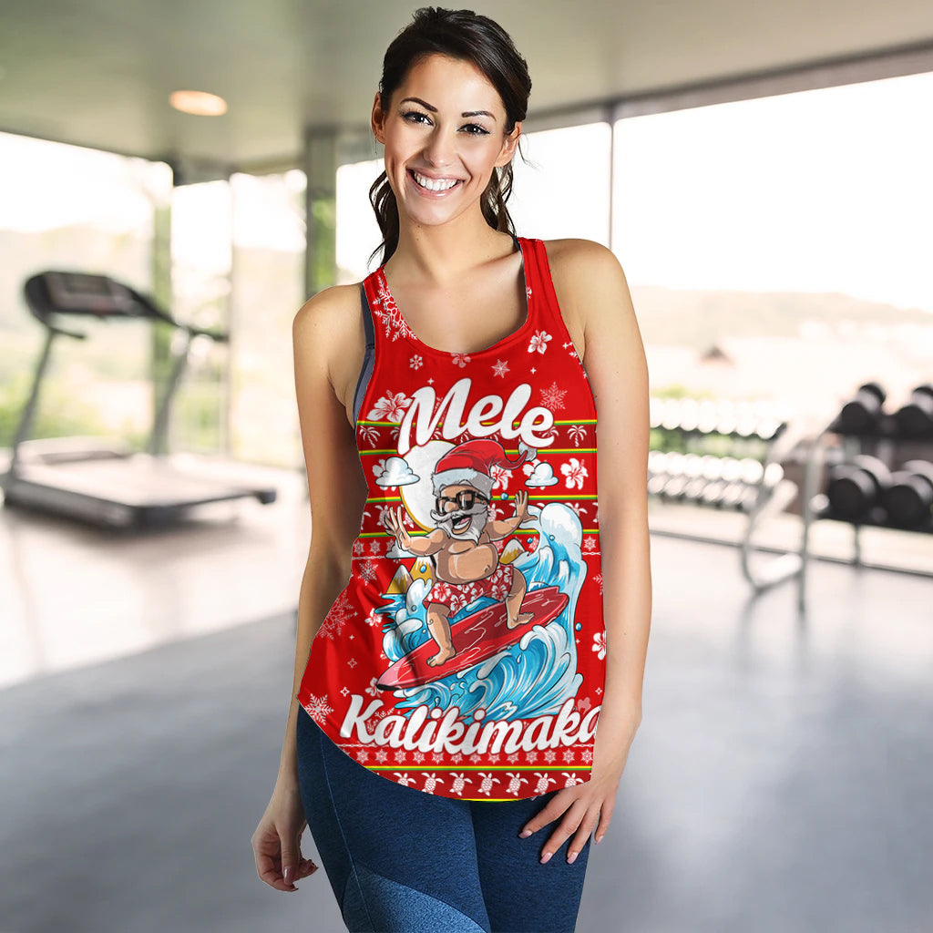 Hawaii Christmas Santas Surf Mele Kalikimaka Women Tank Top LT2 - Wonder Print Shop