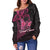 Breast Cancer Pink Ribbon Butterfly Polynesian Black Version Women Off Shoulder Sweater LT12 - Wonder Print Shop