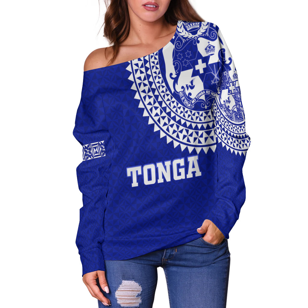Tonga Women Off Shoulder Sweater Tongan Blue Turtle LT12 - Wonder Print Shop