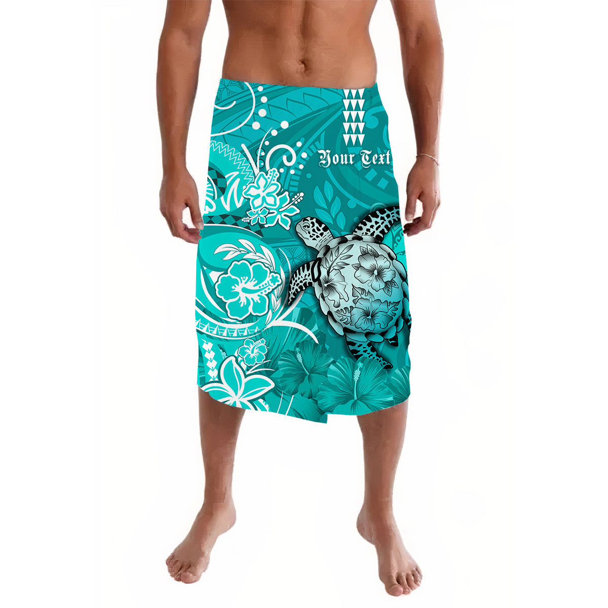 Custom Personalised Hawaii Lavalava Polynesia Turquoise Sea Turtle Honu and Map LT13 - Wonder Print Shop