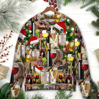 Christmas Wine For A Christmas Night Ugly Christmas Sweater - Wonder Print Shop
