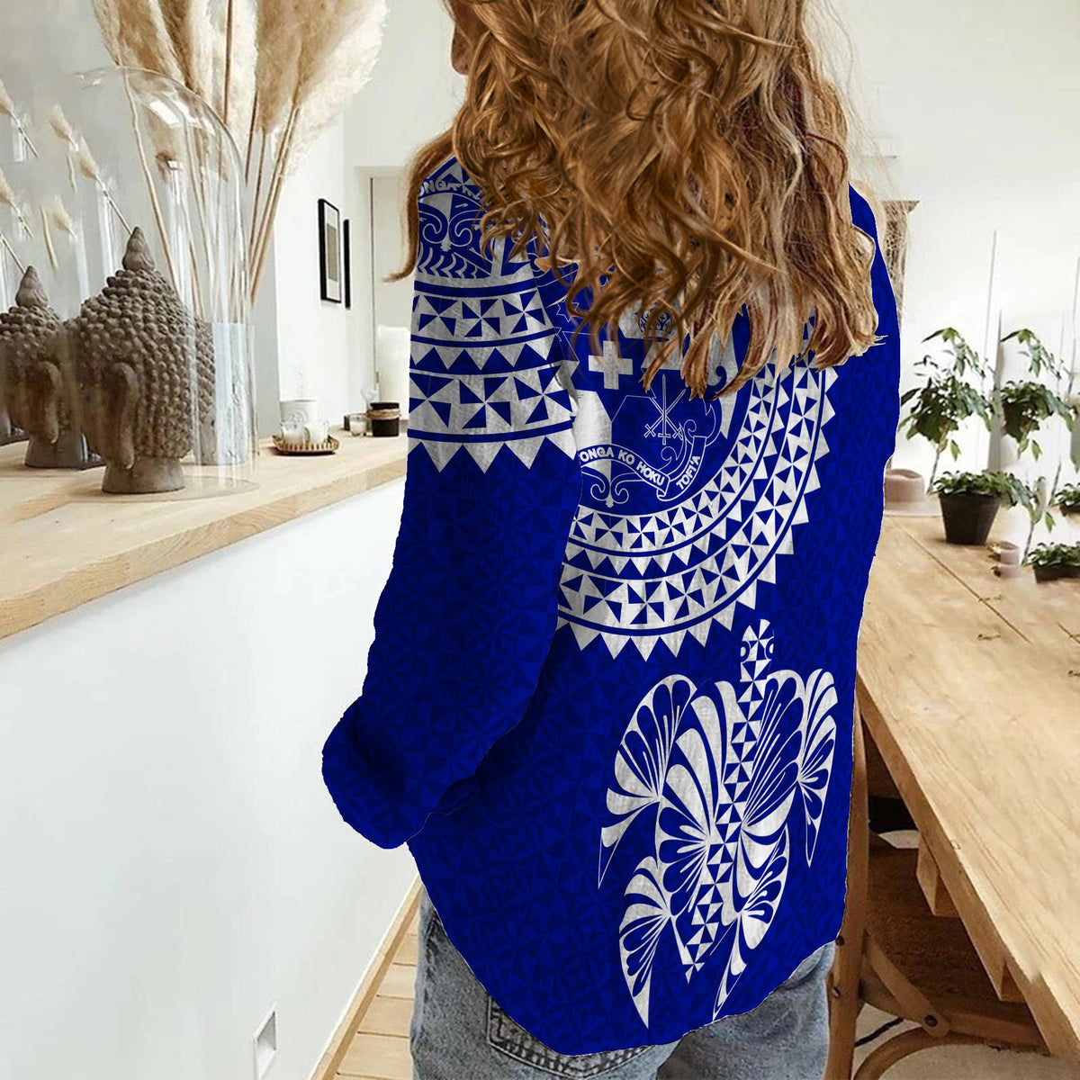 Tonga Women Casual Shirt Tongan Blue Turtle LT12 - Wonder Print Shop