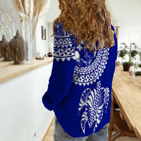 Tonga Women Casual Shirt Tongan Blue Turtle LT12 - Wonder Print Shop