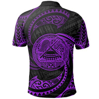 American Samoa Polynesian Polo Shirt Purple Tribal Wave - Wonder Print Shop