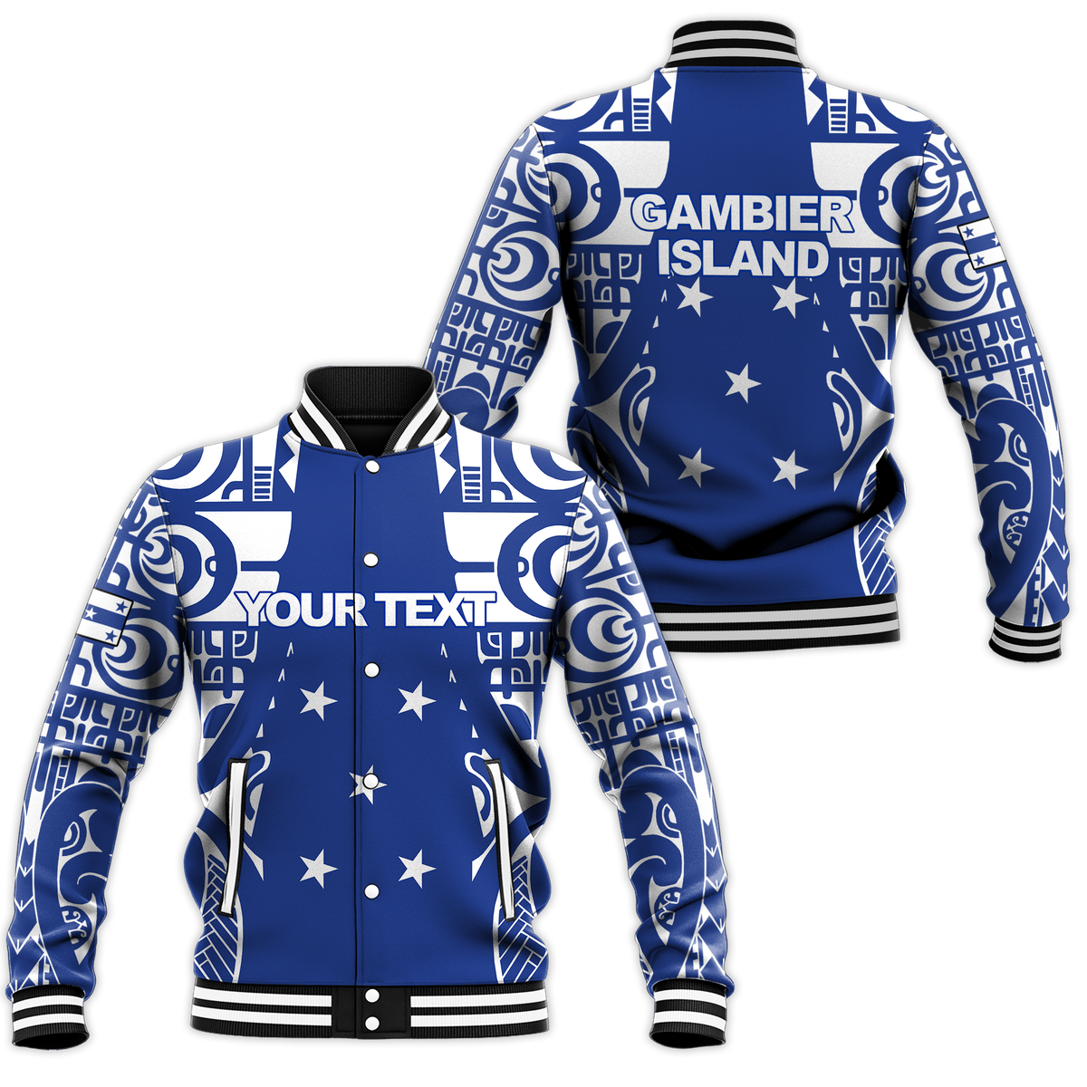 (Custom Personalised) Gambier Islands Tribal Baseball Jacket LT12 - Wonder Print Shop