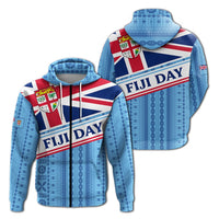 Fiji Day Zip Up Hoodie Tapa Pattern With Flag LT12 - Wonder Print Shop
