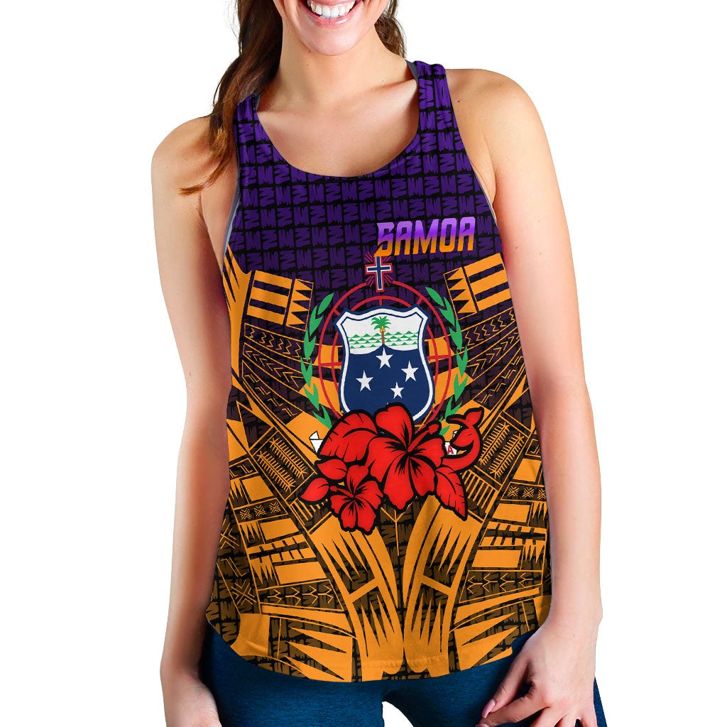 Samoa Women Tank Top Hibiscus With Tribal LT12 - Wonder Print Shop
