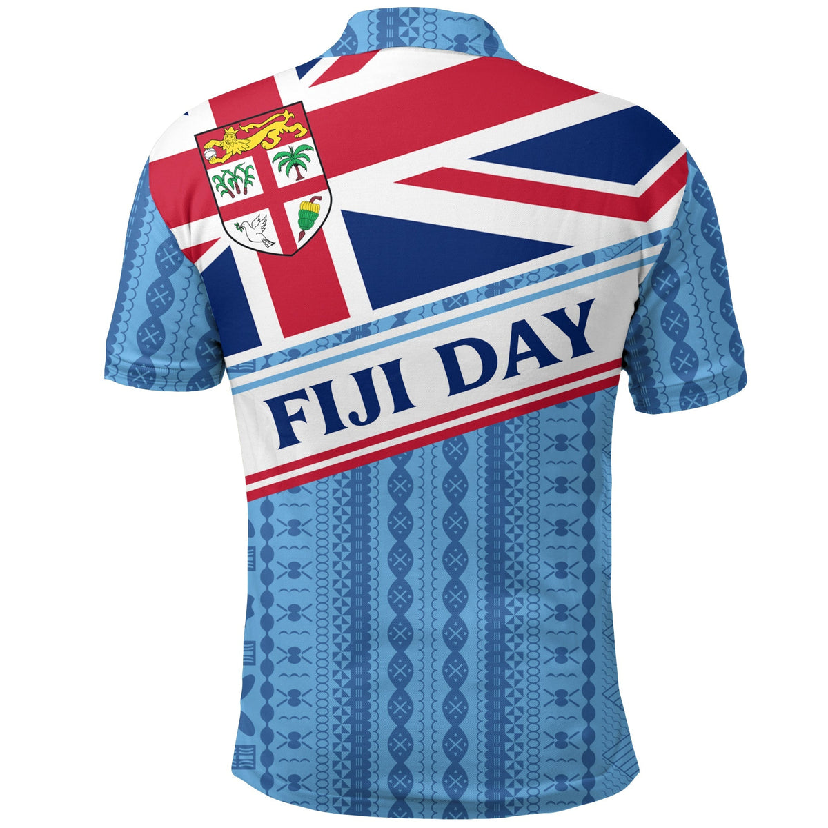 Fiji Day Polo Shirt Tapa Pattern With Flag LT12 - Wonder Print Shop