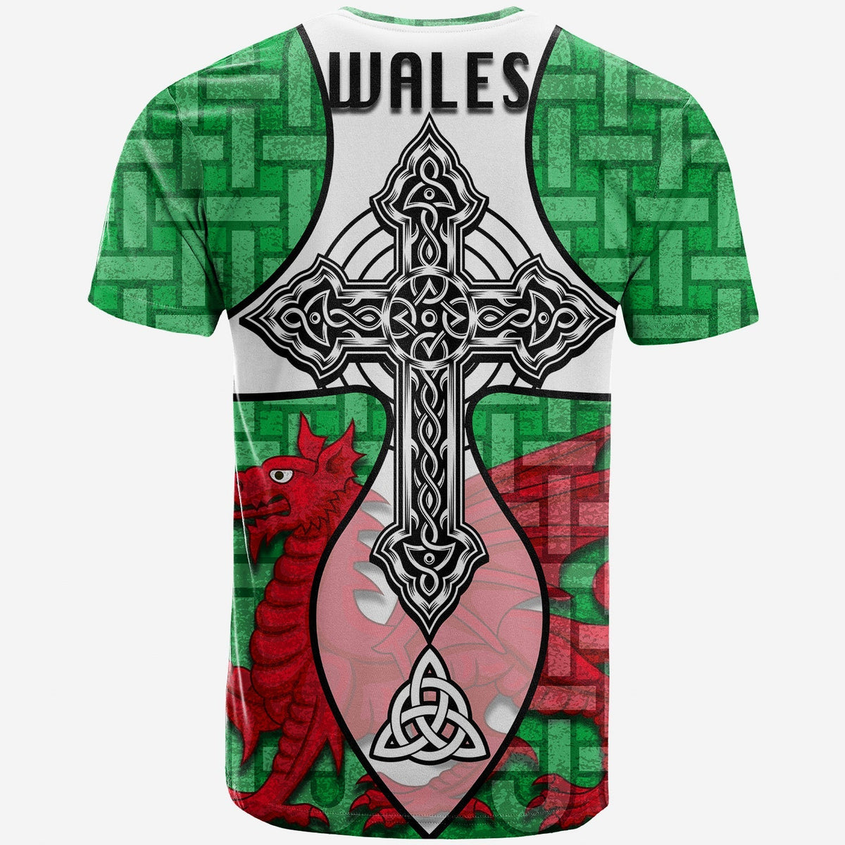 Wales Celtic Cross Dragon T Shirt LT20 - Wonder Print Shop