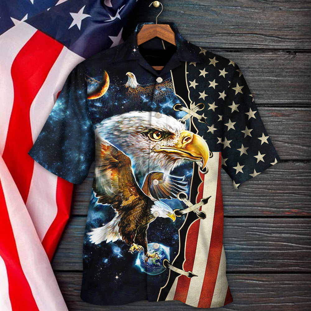 America Eagle Amazing Galaxy Hawaiian Shirt - Wonder Print Shop