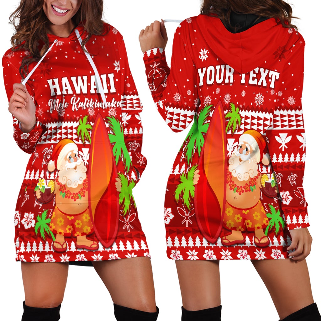 (Custom Personalised) Mele Kalikimaka Hoodie Dress Santa Claus Hawaii Christmas LT13 - Wonder Print Shop